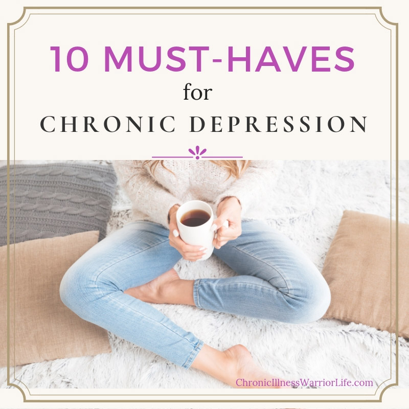 I am so glad I found this super helpful list of self-care strategies for dealing with my depression. These 10 must haves are life-changing and have improved my mental health. #depression #chronicillnesswarriorlife #mentalhealth #mentalillness #depressionhelp